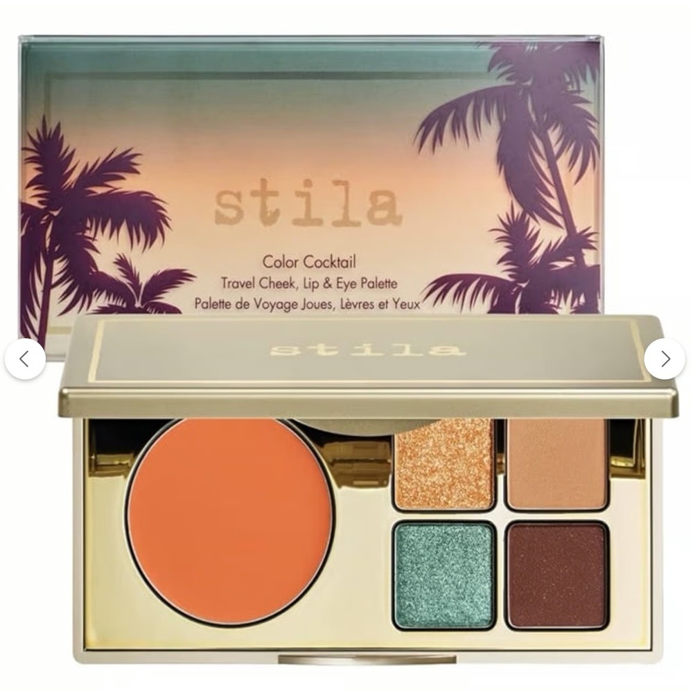 Stila Color Cocktail Travel Cheek Lip Eye Palette Moonray Orange Teal 0.18oz